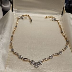 Zales Gold and Silver Floral Necklace
